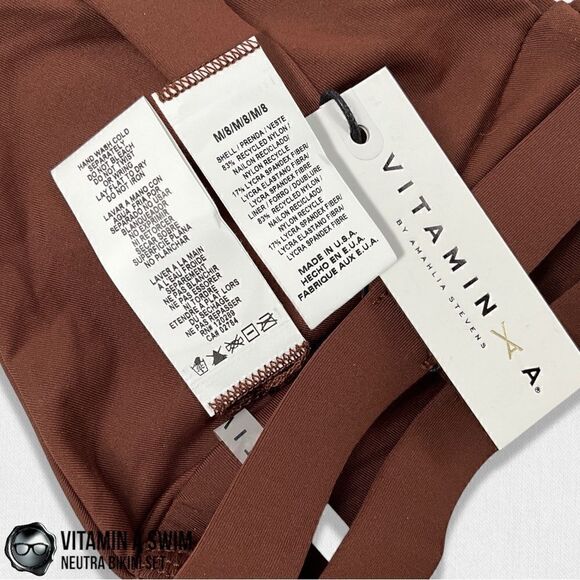 VITAMIN A SWIM NEUTRA 2 PIECE BIKINI SET BROWN BRALETTE TOP + SAND SNAKE BOTTOM - Picture 5 of 12